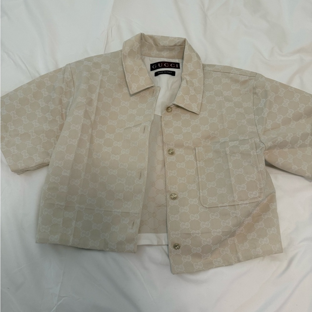 Gucci Beige Tonal GG Short Jacket